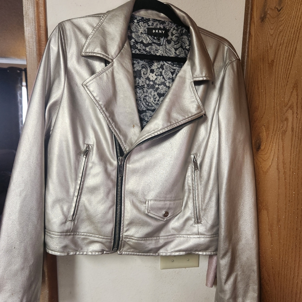 DKNY Faux Leather Motorcycle Jacket
